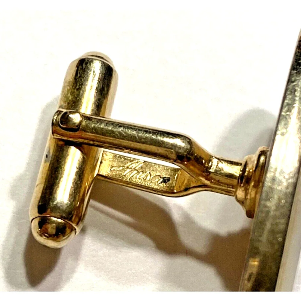 Mid Century Anson Cuff Links Mens Fashion Jewelry Gift Gold MOP Caduseus medical